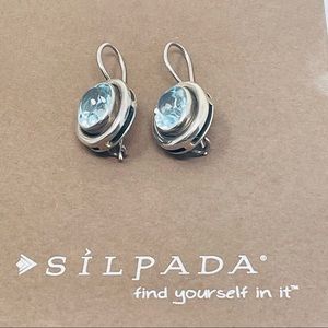 Silpada Oval Sterling Silver Blue Topaz Earrings W1157